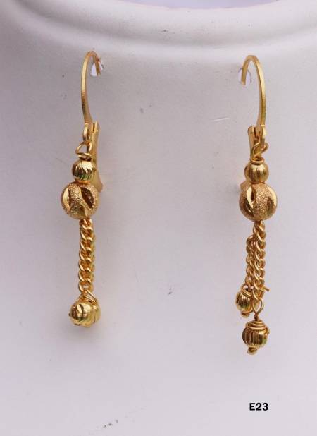 New Designer Regular Wear Golden Earrings Collection E23